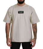 Dolce & Gabbana Ivory Cotton Ivory Printed Crewneck