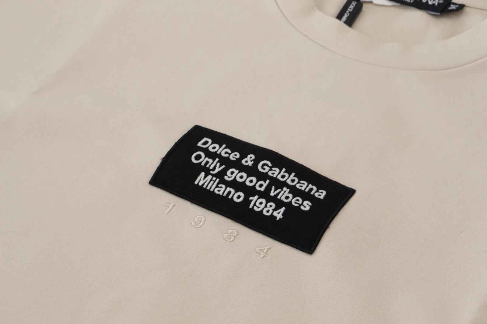 Dolce & Gabbana Ivory Cotton Ivory Printed Crewneck