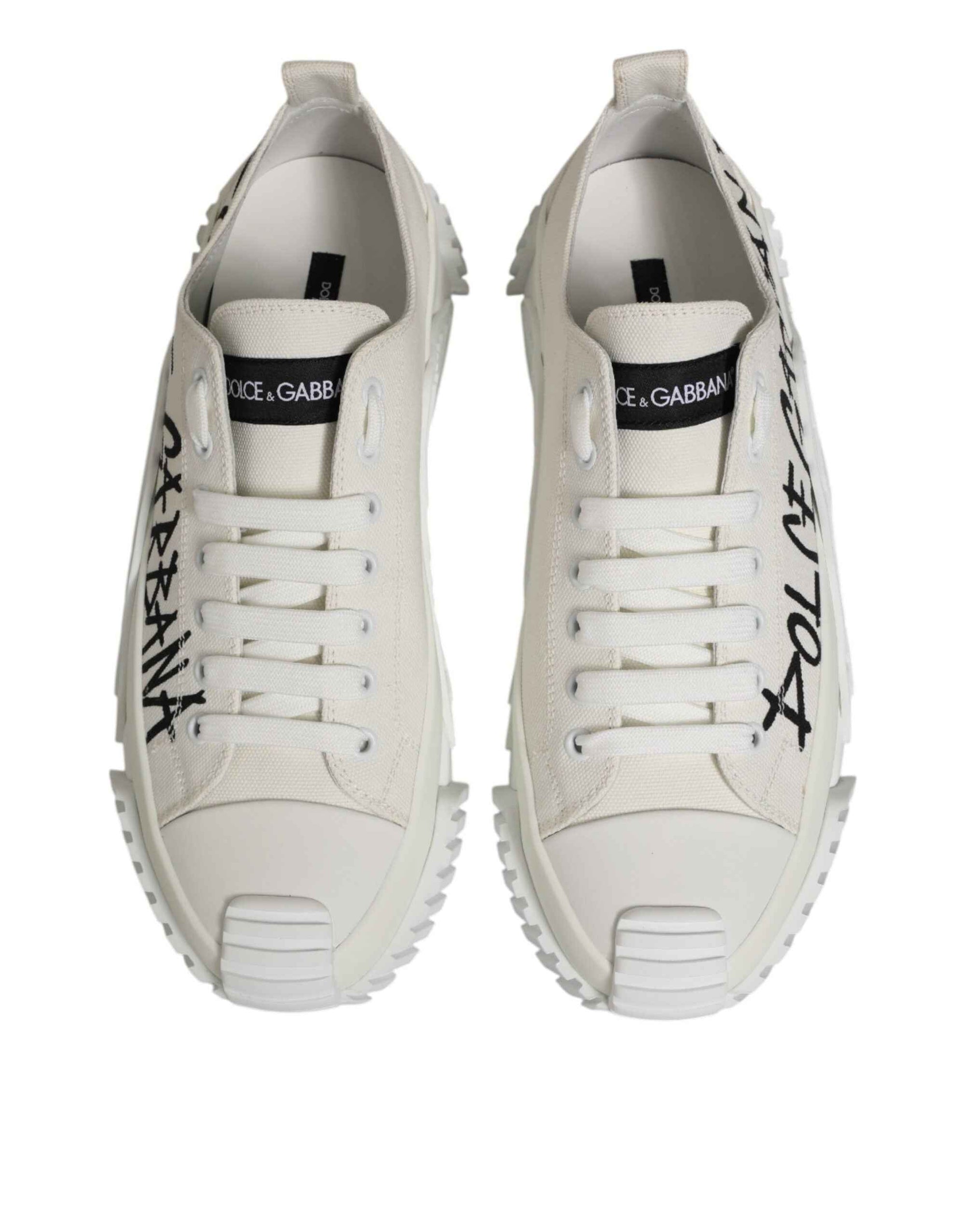 Dolce & Gabbana White Cotton NS1 Low Top Sneaker Shoes