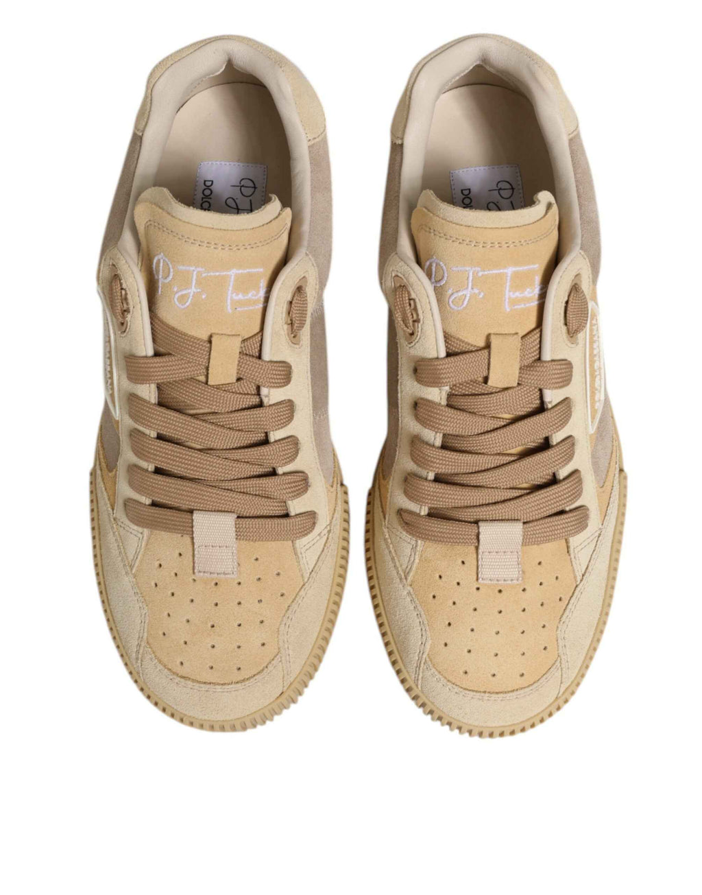 Dolce & Gabbana Beige Leather Miami Low Top Sneakers Men Shoes