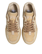 Dolce & Gabbana Beige Leather Miami Low Top Sneakers Men Shoes