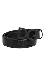 Dolce & Gabbana Black Exotic Leather Metal Logo Buckle Belt