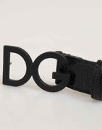 Dolce & Gabbana Black Exotic Leather Metal Logo Buckle Belt