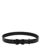 Dolce & Gabbana Black Exotic Leather Metal Logo Buckle Belt