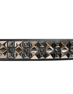Dolce & Gabbana Black Calf Leather Studded Silver Buckle Belt