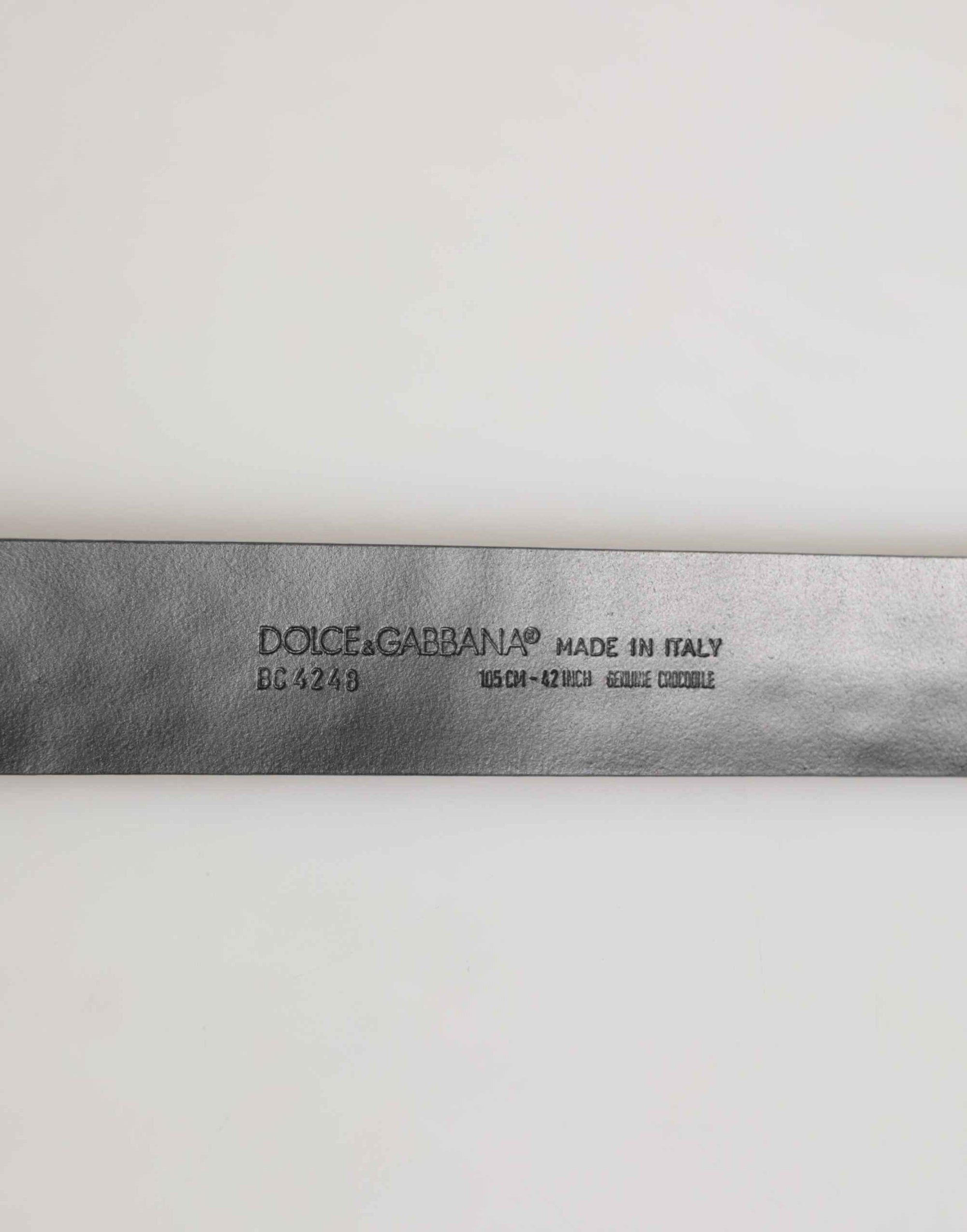 Dolce & Gabbana Black Exotic Leather DG Logo Buckle Belt