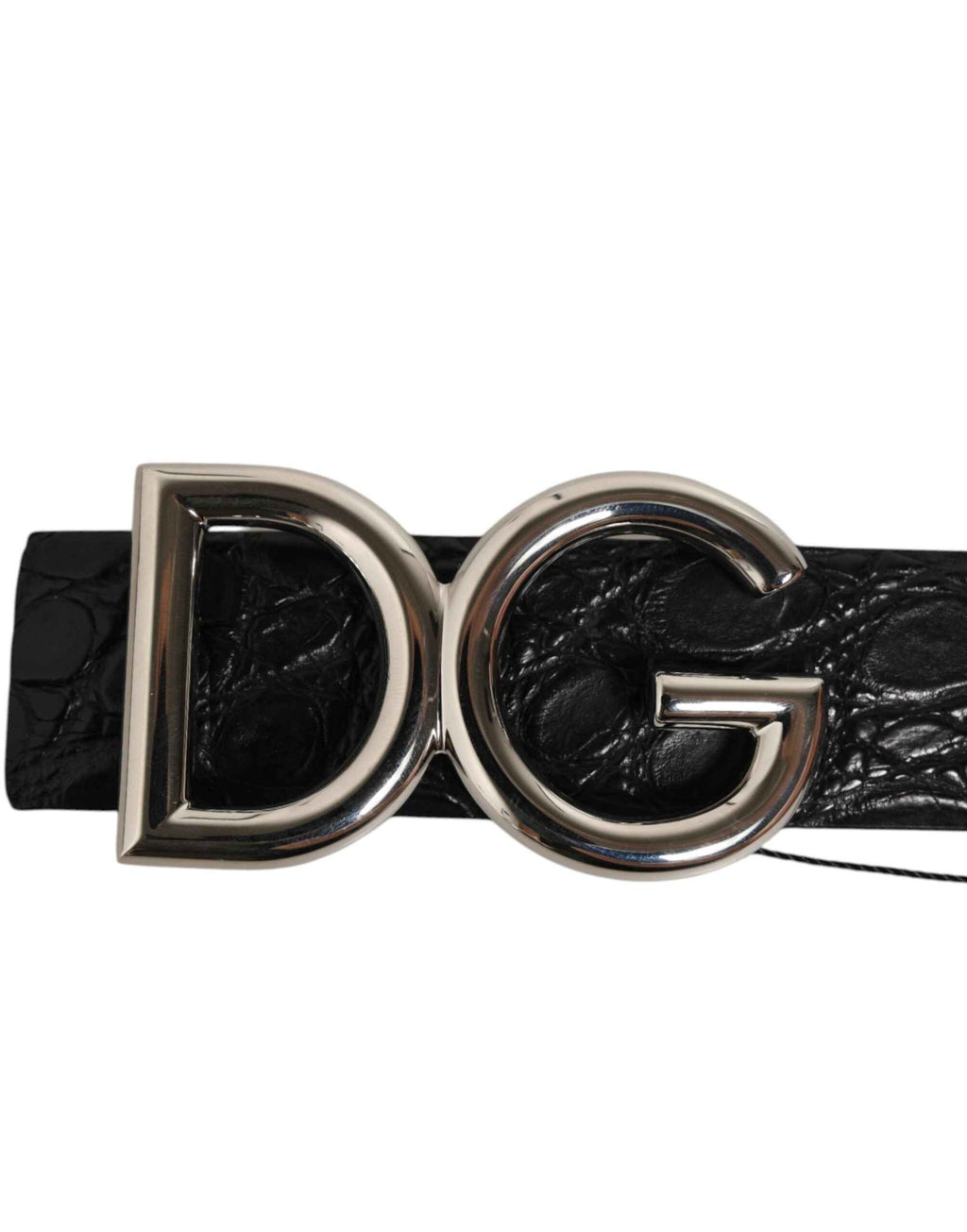 Dolce & Gabbana Black Exotic Leather DG Logo Buckle Belt