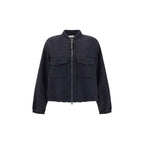 Brunello Cucinelli Blue Fleece Wool Bomber