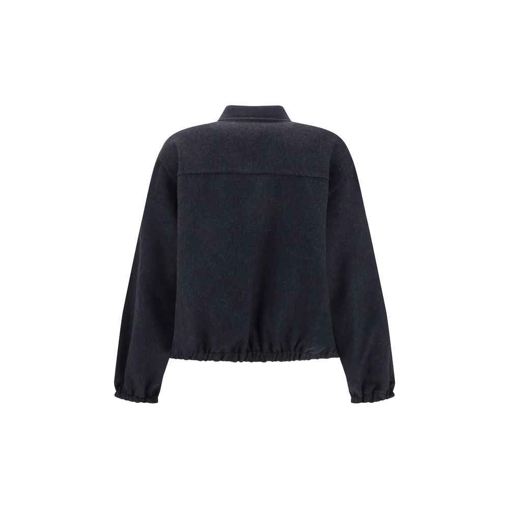 Brunello Cucinelli Blue Fleece Wool Bomber