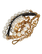 Dolce & Gabbana Black Leather Gold Chain Bag Accessory Shoulder Strap