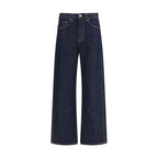 Khaite Blue Cotton Relaxed Fit Jeans