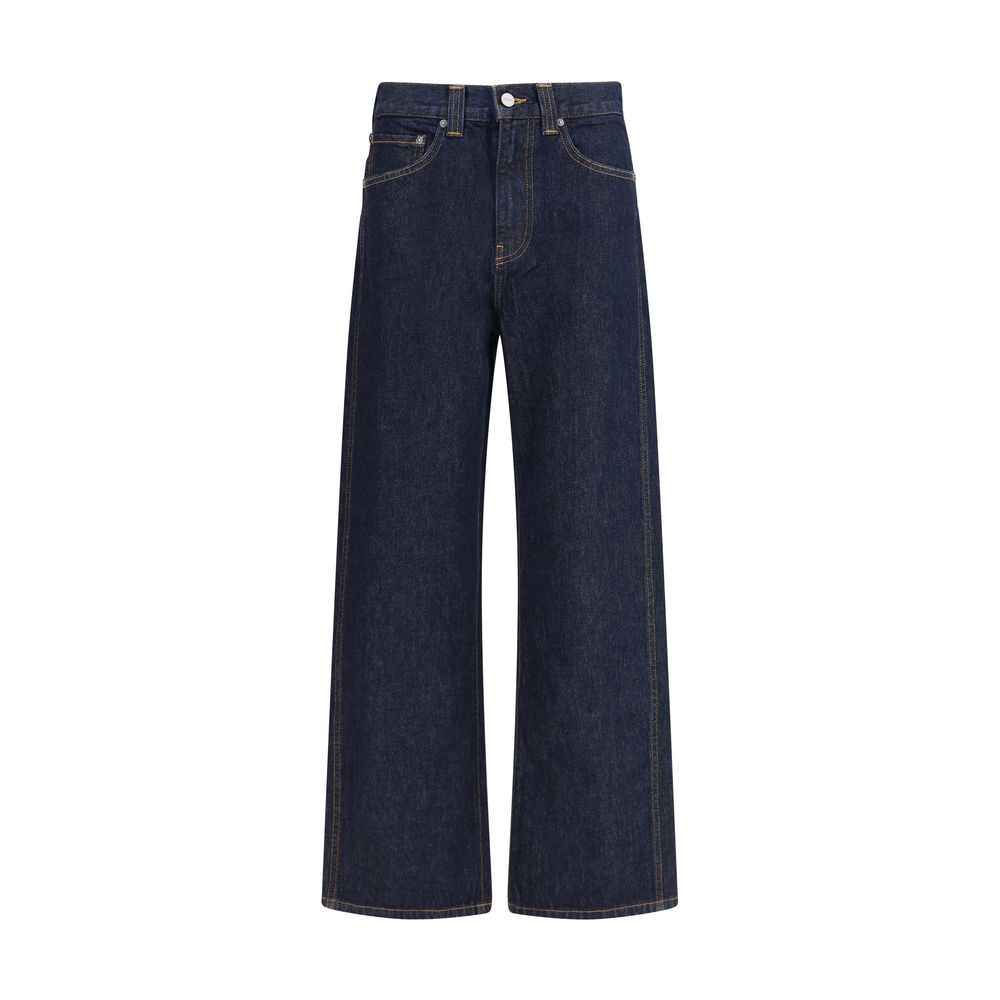 Khaite Blue Cotton Relaxed Fit Jeans