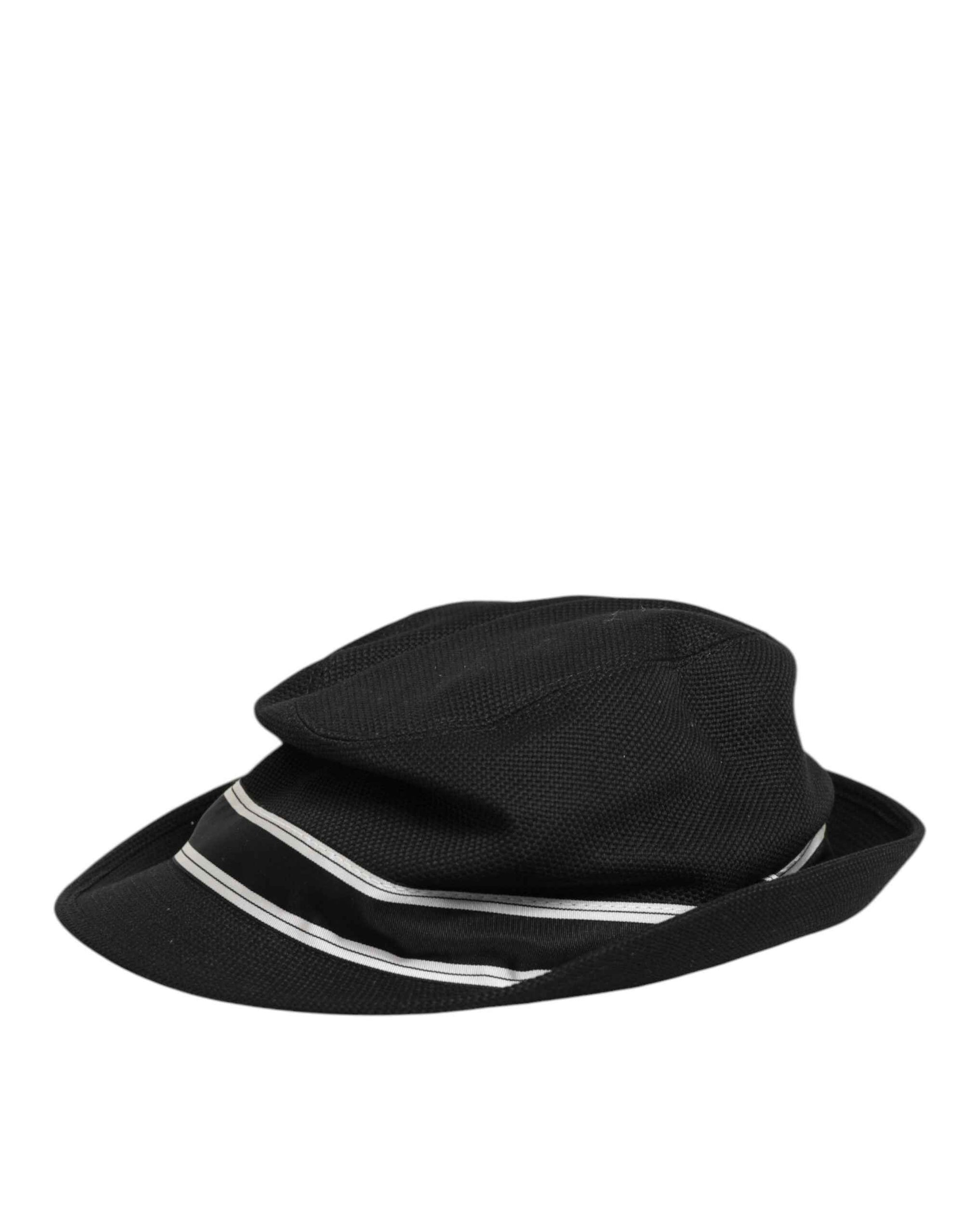 Dolce & Gabbana Black Cotton Polka Dot Lining Fedora Men Hat