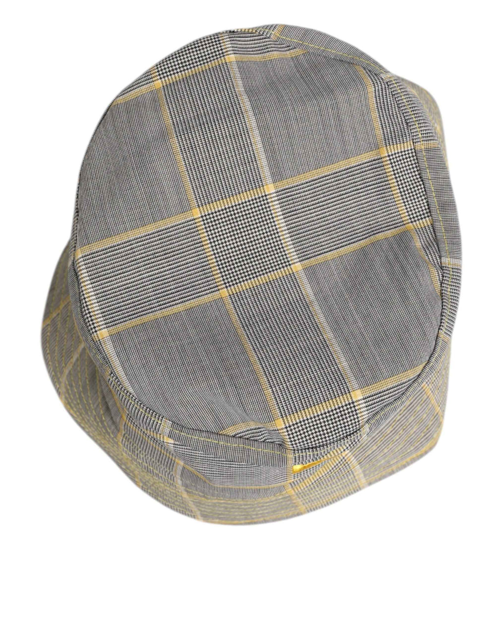 Dolce & Gabbana Gray Yellow Wool Blend Plaid Bucket Cap Men Hat