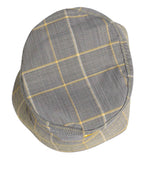 Dolce & Gabbana Gray Yellow Wool Blend Plaid Bucket Cap Men Hat