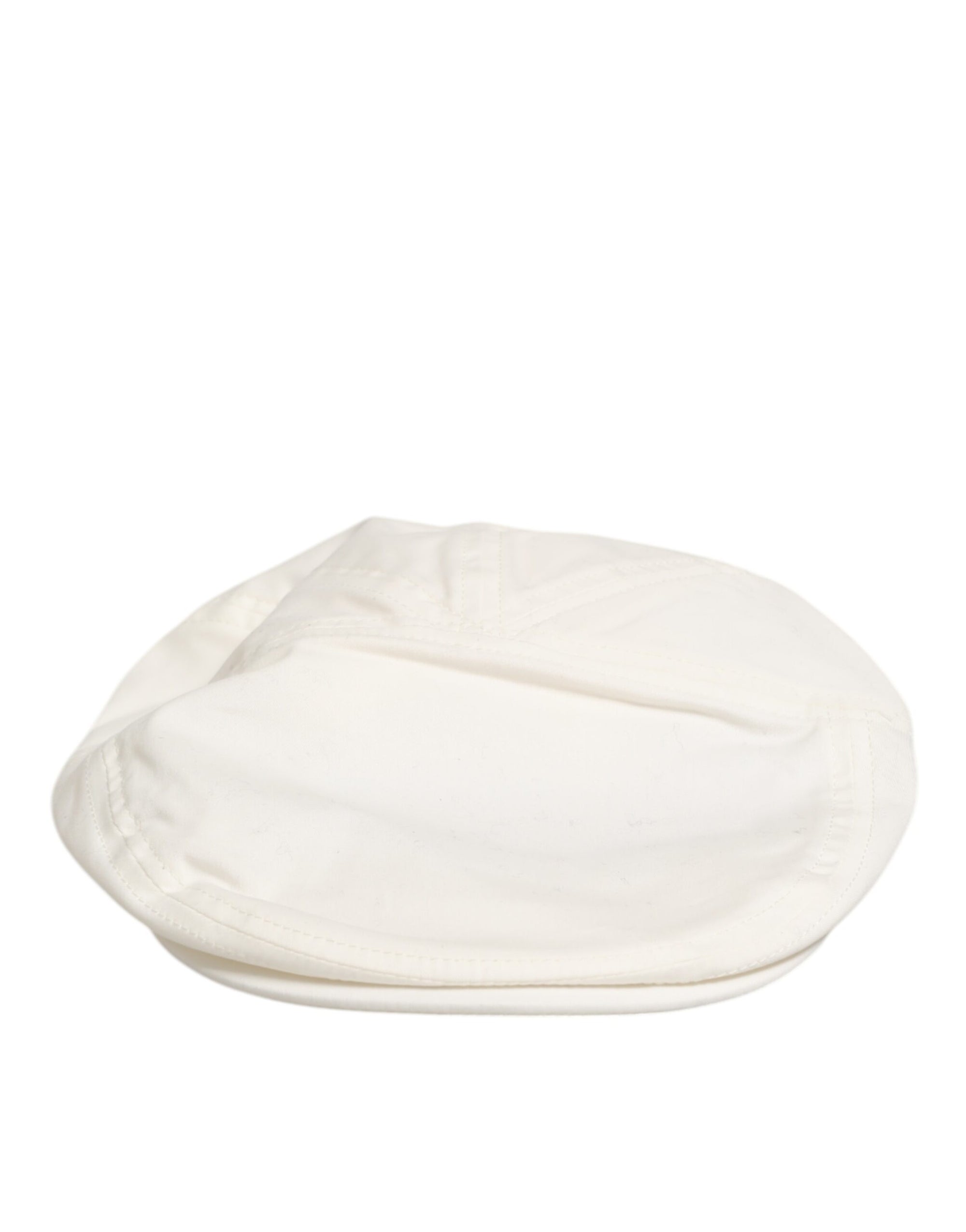 Dolce & Gabbana White Cotton Blend Leather Trim Flat Men Cap Hat