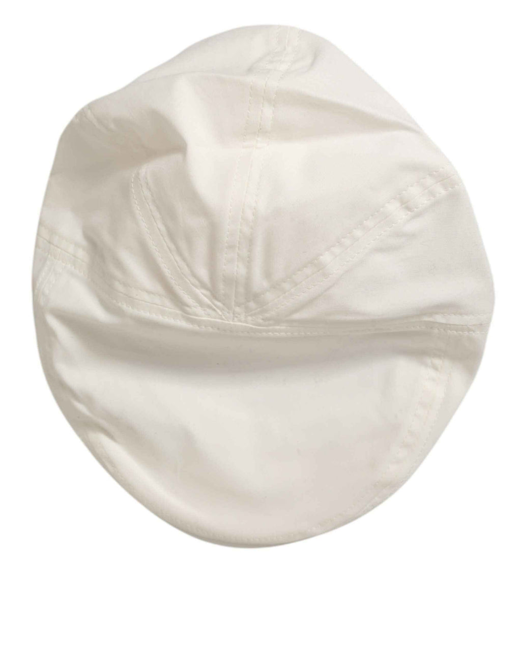 Dolce & Gabbana White Cotton Blend Leather Trim Flat Men Cap Hat