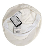 Dolce & Gabbana White Cotton Blend Leather Trim Flat Men Cap Hat