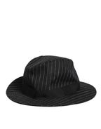 Dolce & Gabbana Black Striped Virgin Wool Men Fedora Capello Hat