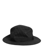Dolce & Gabbana Black Striped Virgin Wool Men Fedora Capello Hat