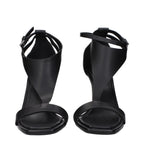 Max Mara Black Leather Stiletto Heel Sandals