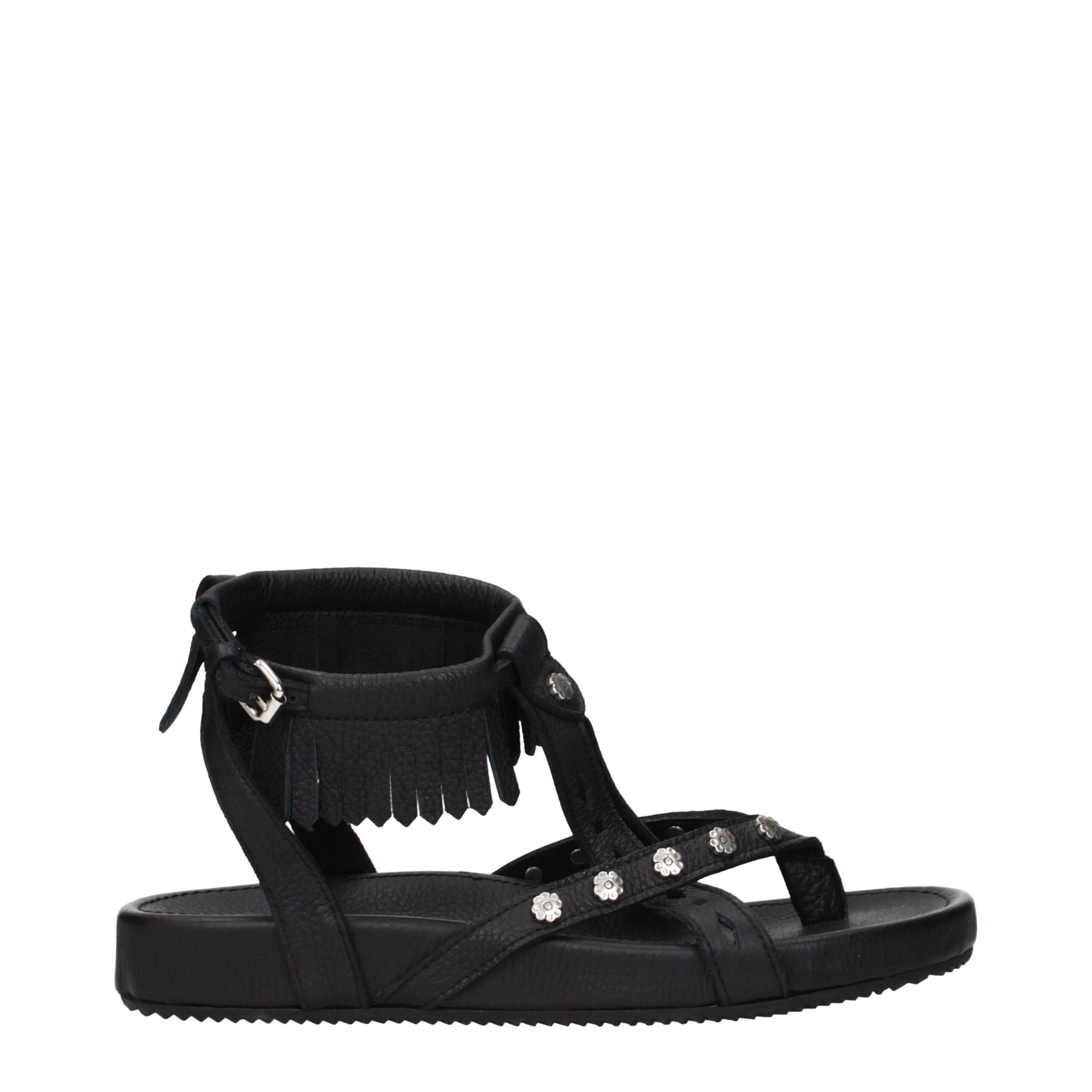 Isabel Marant Black Leather Flat Sandals