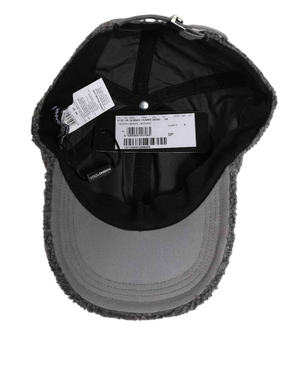 Dolce & Gabbana Gray Wool Fleece Rapper Men Baseball Capello Hat