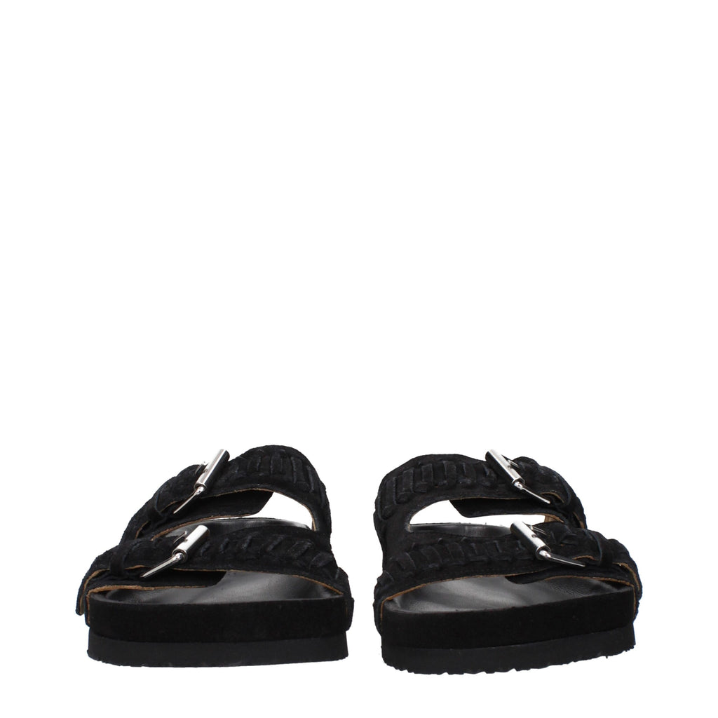 Isabel Marant Black Leather Slippers