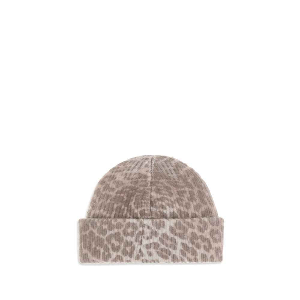 Ganni Leopard beanie Hat