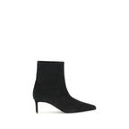 Khaite Black Leather Ankle Boots