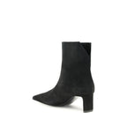Khaite Black Leather Ankle Boots