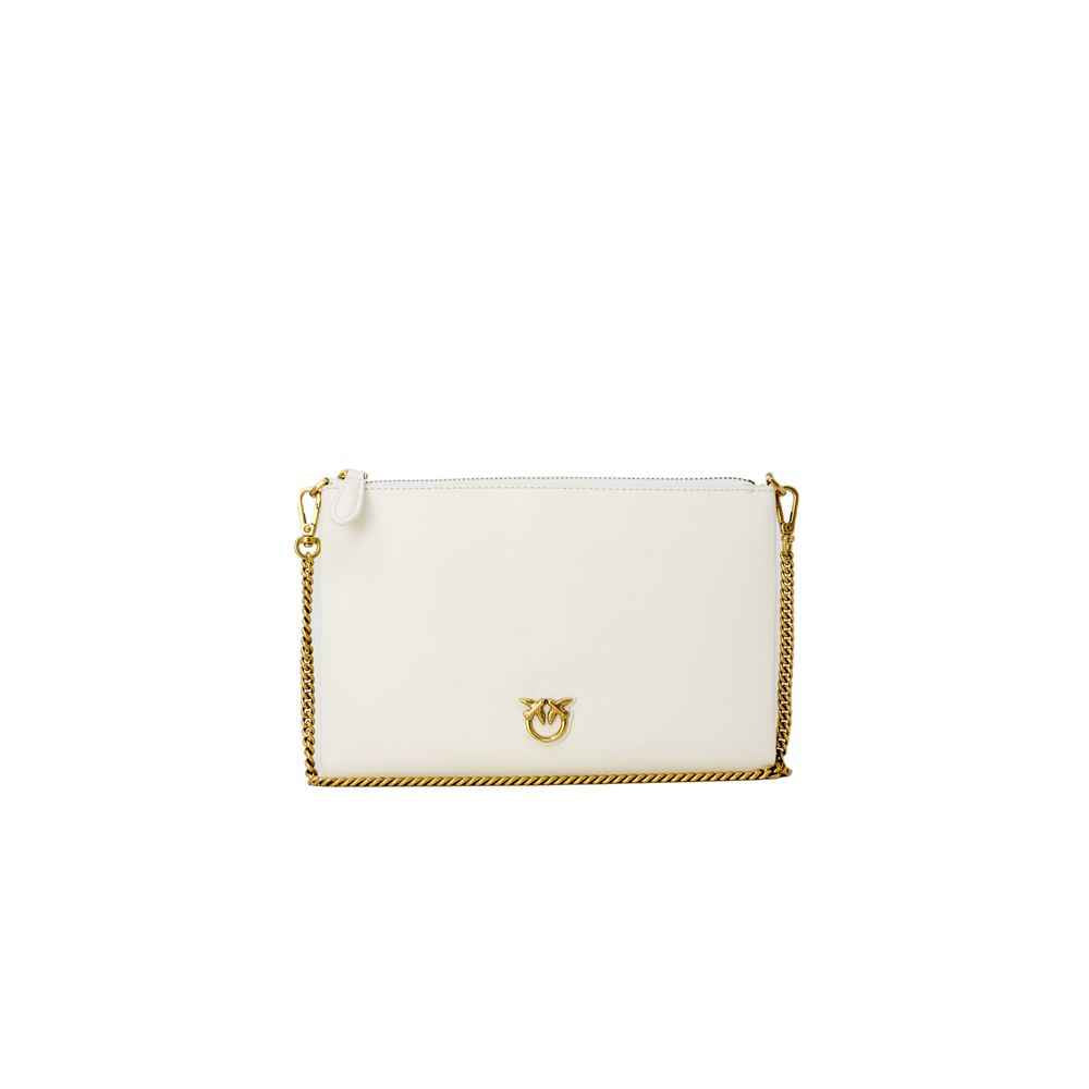 PINKO Cream Leather Clutch Bag
