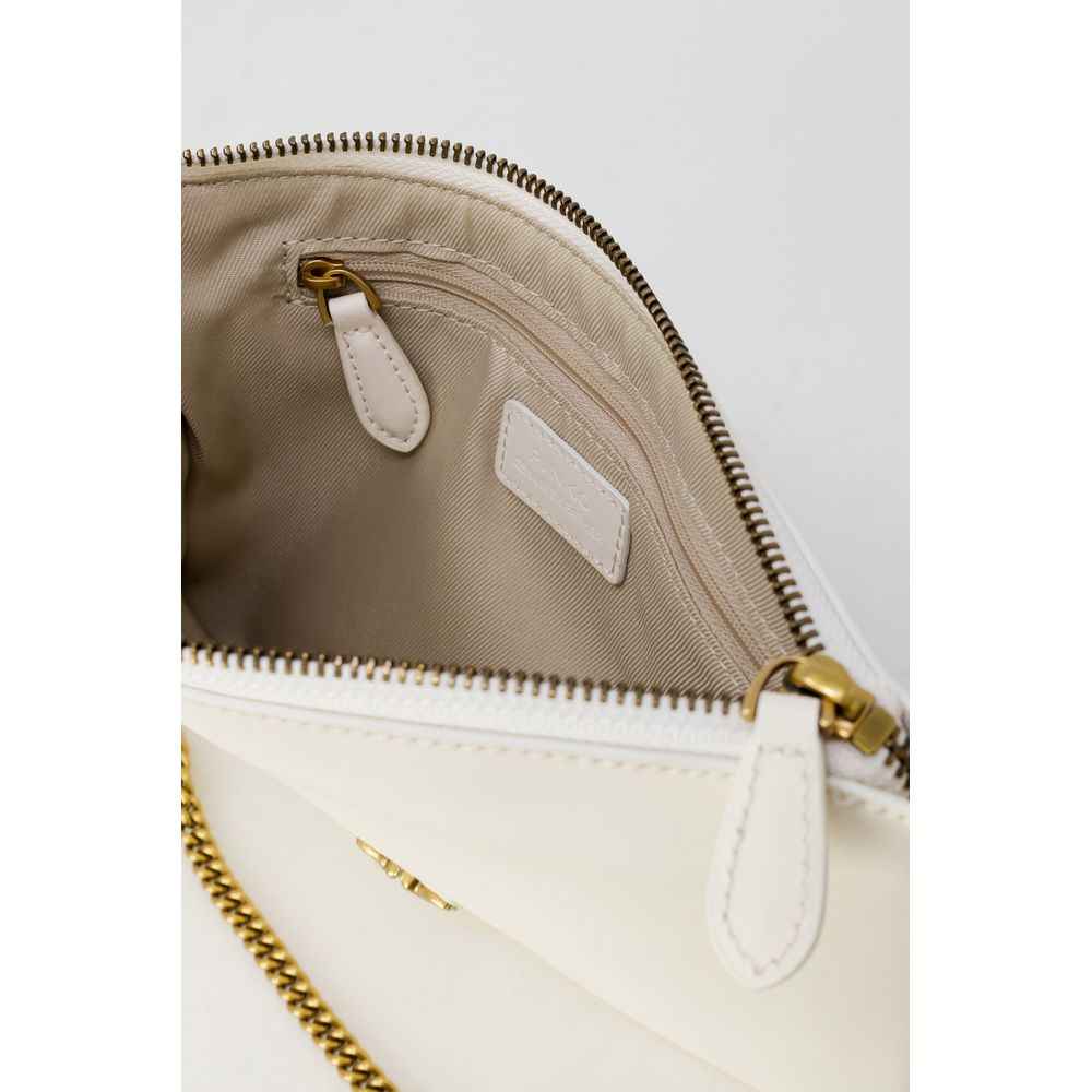 PINKO Cream Leather Clutch Bag