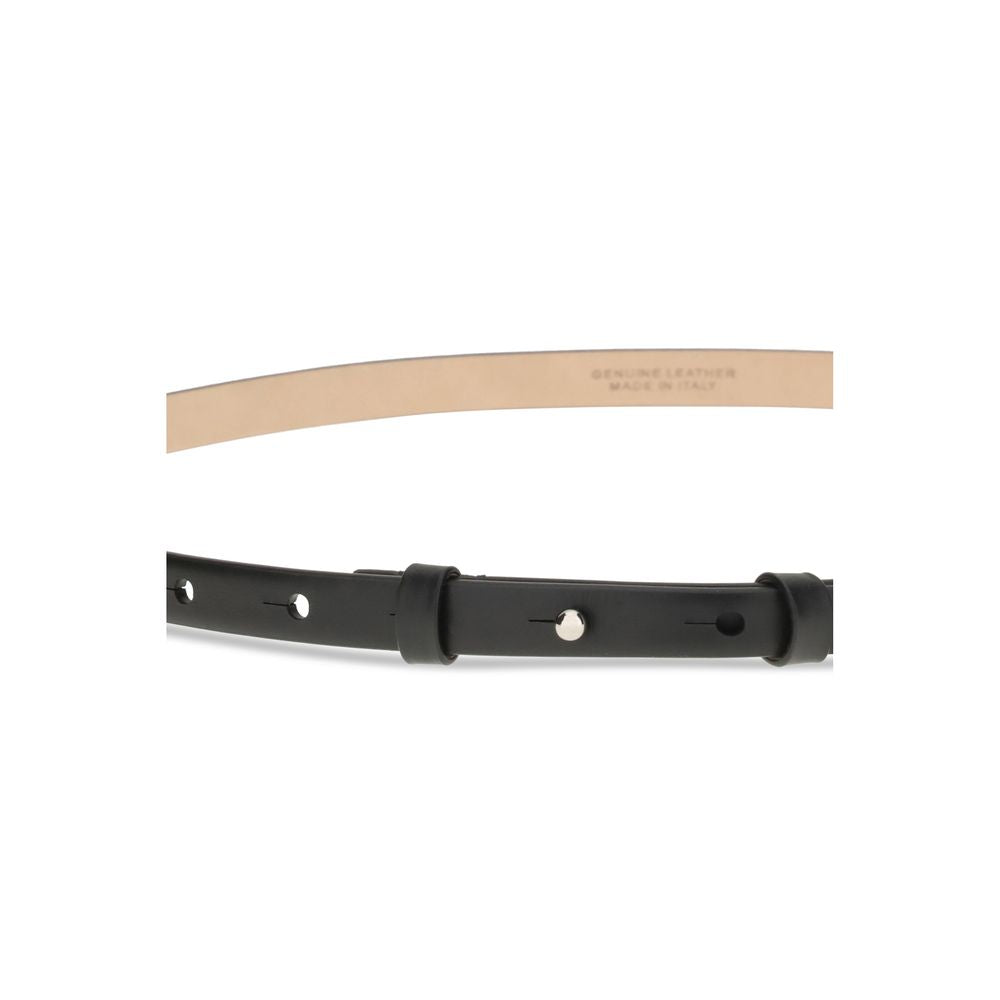 SA SU PHI Black Leather Thin Belt