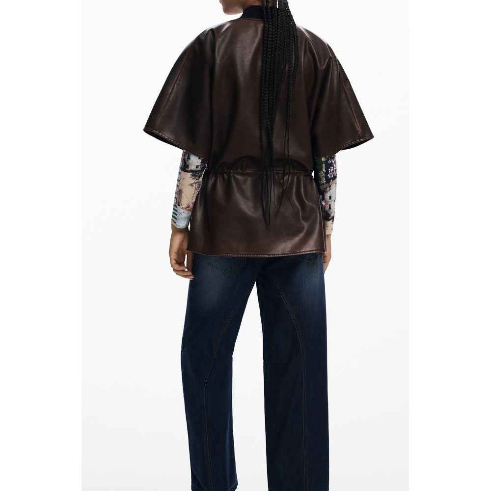 Desigual Brown Polyethylene Women Poncho