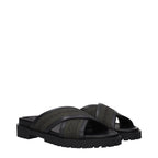 Off-White Green Fabric Flat Sandals