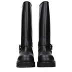 Off-White Black Leather Flat Boots