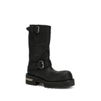 Balenciaga Black Calf Leather Bos Taurus Lace-Up Boots