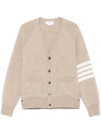 Thom Browne Shetland Wool 4-Bar Relaxed Fit V Neck Cardigan