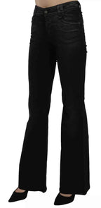 John Galliano Black Washed High Waist Flared Denim Casual Pants Jeans