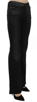 John Galliano Black Washed High Waist Flared Denim Casual Pants Jeans