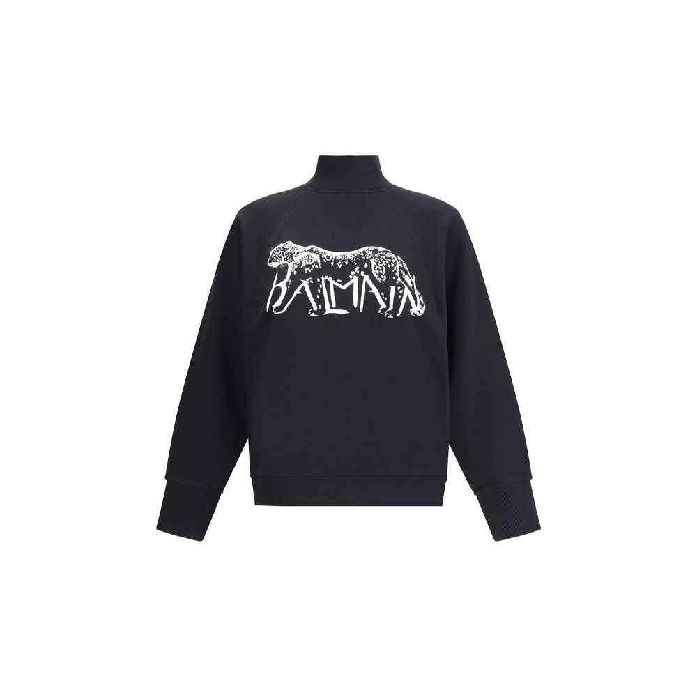 Balmain Leopard Print High-neck Sweatshirt