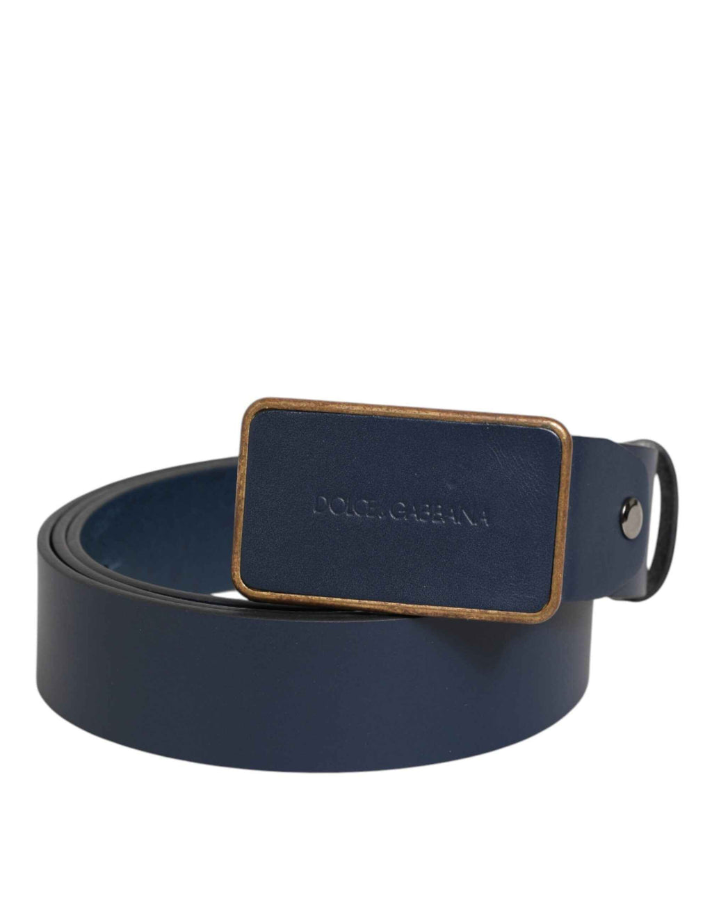 Dolce & Gabbana Blue Leather Classic Metal Logo Buckle Belt