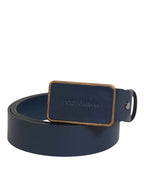 Dolce & Gabbana Blue Leather Classic Metal Logo Buckle Belt