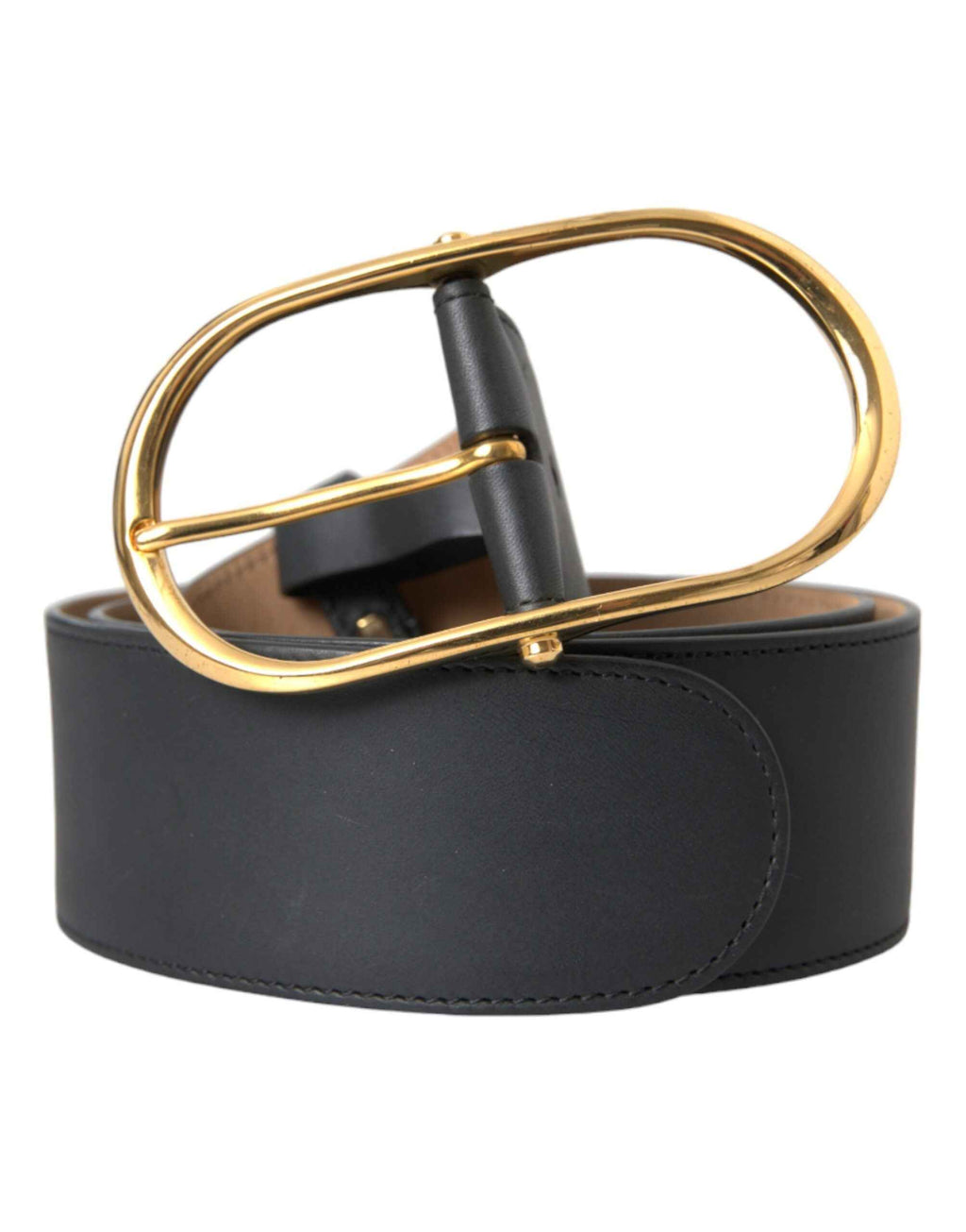 Dolce & Gabbana Black Leather Classic Metal Oval Buckle Belt