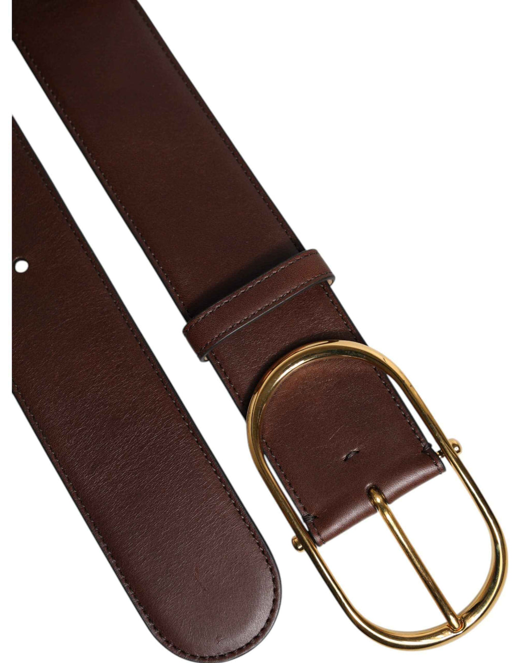Dolce & Gabbana Brown Leather Classic Metal Oval Buckle Belt