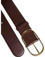 Dolce & Gabbana Brown Leather Classic Metal Oval Buckle Belt