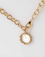 Dolce & Gabbana Gold Crystal Clock Pendant Statement Jewelry Necklace