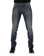 Dolce & Gabbana Blue Washed Cotton Skinny Men Denim Jeans