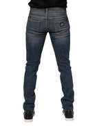 Dolce & Gabbana Blue Washed Cotton Skinny Men Denim Jeans
